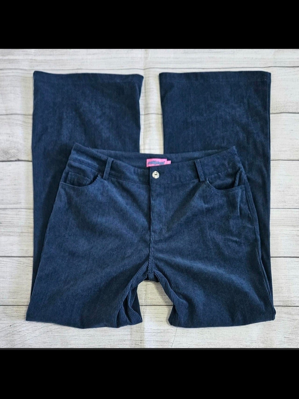 Edikted Blue Corduroy Flare Pants